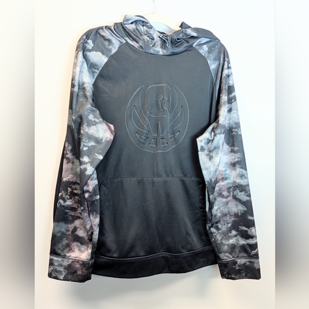 AND1 Hoodie Men's Size XL Black and Grey Pullover Hoodie Raised‎ Logo camo